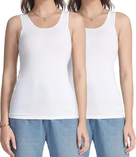 wirarpa Women's Tank Tops Cotton Undershirts Tanks Top Comfy Camis Base Layer 2-Pack