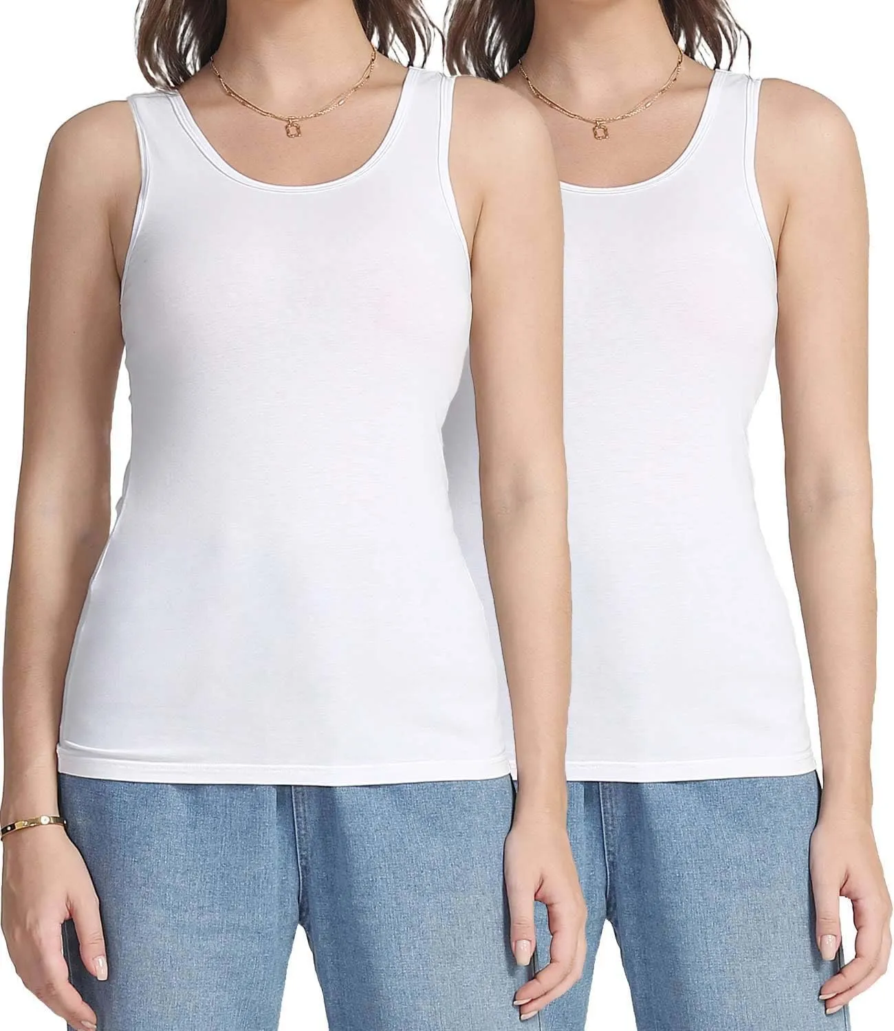 wirarpa Women's Tank Tops Cotton Undershirts Tanks Top Comfy Camis Base Layer 2-Pack