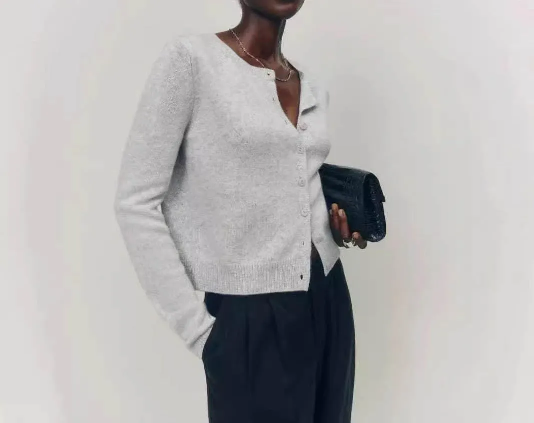 Women Knitted Crop Cardigan Shirt Long Sleeve Button Down Ribbed Knit Crop Top Fall Casual Lightweight Cardigan Tee Shirt
