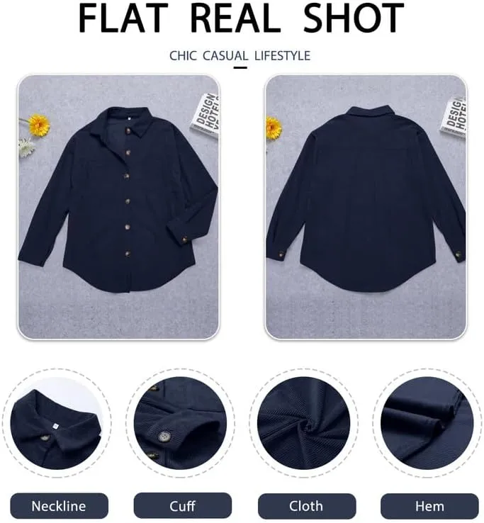 Women's Brushed Plaid Shirts Long Sleeve Flannel Lapel Button Down Cardigan Boyfriend Shacket Jacket Coats