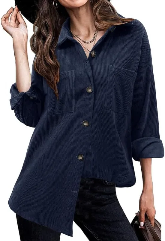 Women's Brushed Plaid Shirts Long Sleeve Flannel Lapel Button Down Cardigan Boyfriend Shacket Jacket Coats