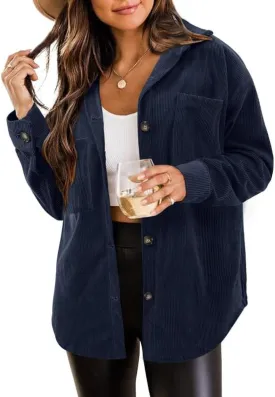Women's Brushed Plaid Shirts Long Sleeve Flannel Lapel Button Down Cardigan Boyfriend Shacket Jacket Coats