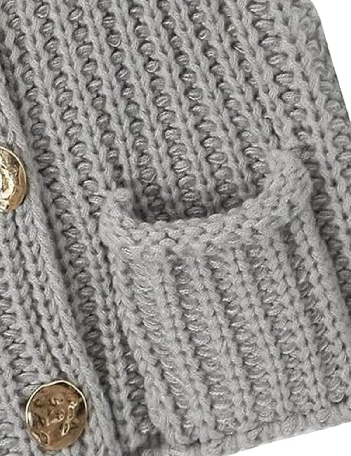 Women's Chunky Knit Vest Button Down Casual Sleeveless Cropped Crochet Sweater Cardigan with Pockets