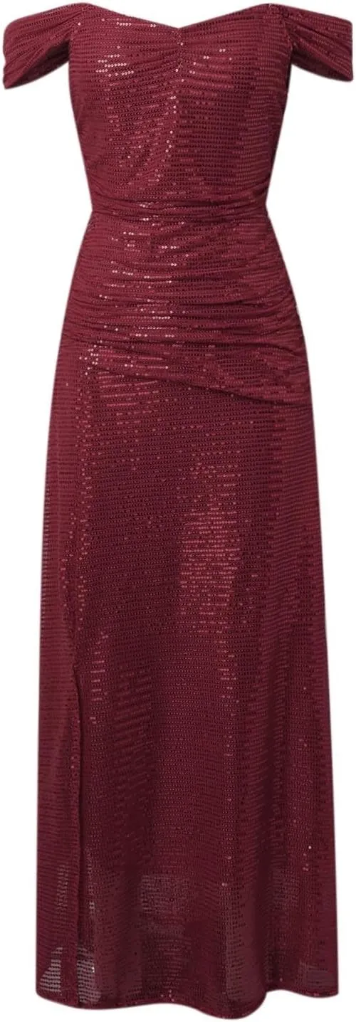 Women's Sequin Prom Dresses with Slit Mermaid Long Ball Gown Ruched Sparkly Formal Evening Gown